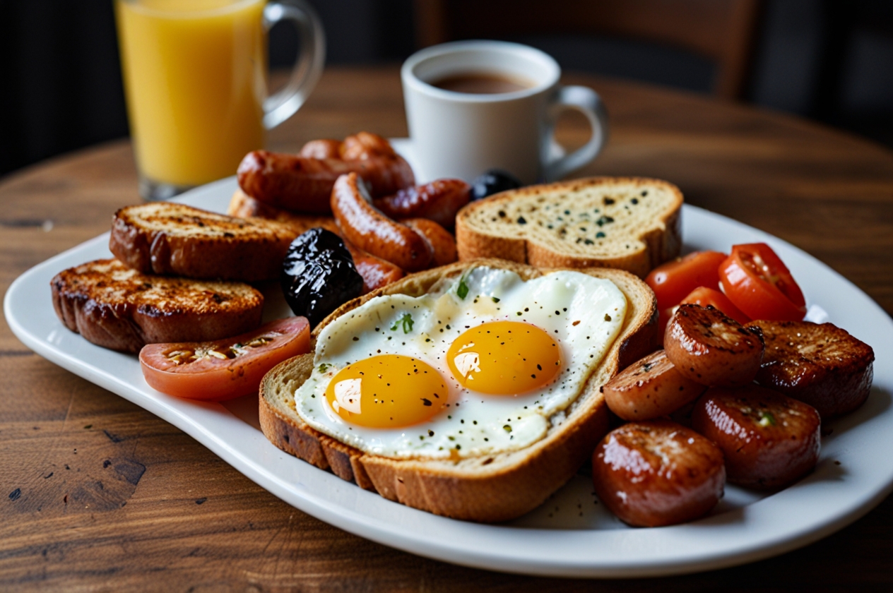 Fruehstück Englisch Typisch Breakfest Mahlzeit