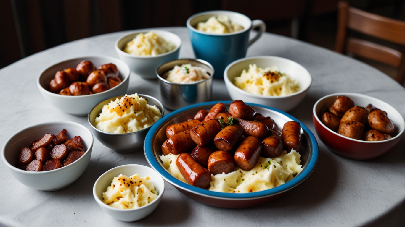 Schlesisches Himmelreich Klassiker Kartoffelbrei Bratwurst